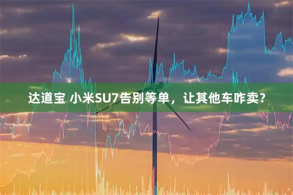 达道宝 小米SU7告别等单，让其他车咋卖？