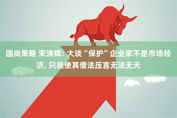 国尚策略 宋清辉: 大谈“保护”企业家不是市场经济, 只能使其借法压言无法无天