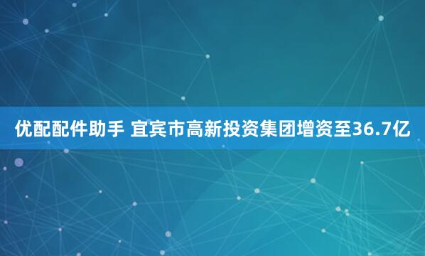 优配配件助手 宜宾市高新投资集团增资至36.7亿