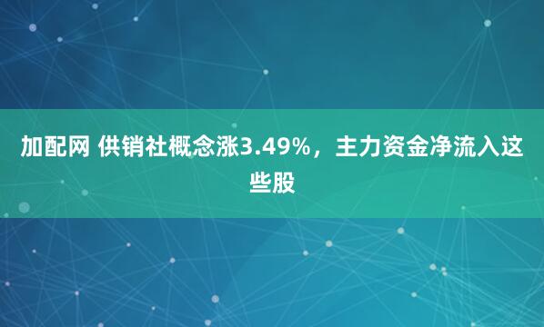 加配网 供销社概念涨3.49%，主力资金净流入这些股